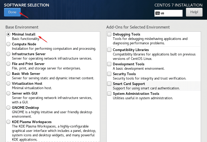 CentOS 7 Minimal Installation