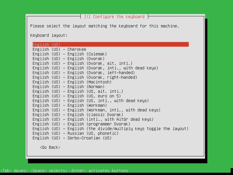 Choose Zentyal Keyboard Layout