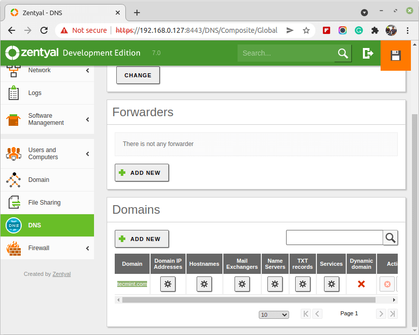 Confirm Zentyal Domain Name