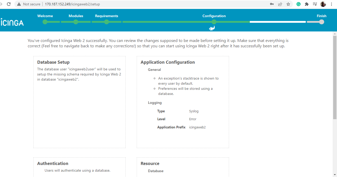 Icingaweb2 Configuration Summary