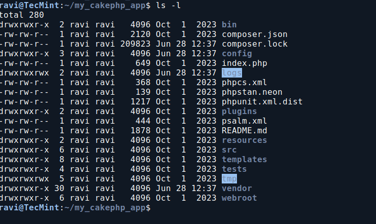 List CakePHP Project Files