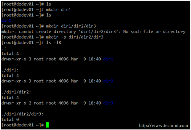 mkdir command example