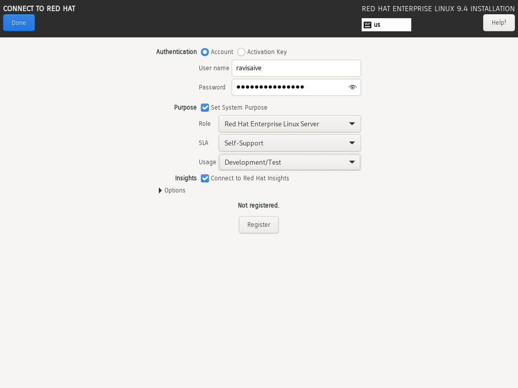 Register RHEL System to RedHat